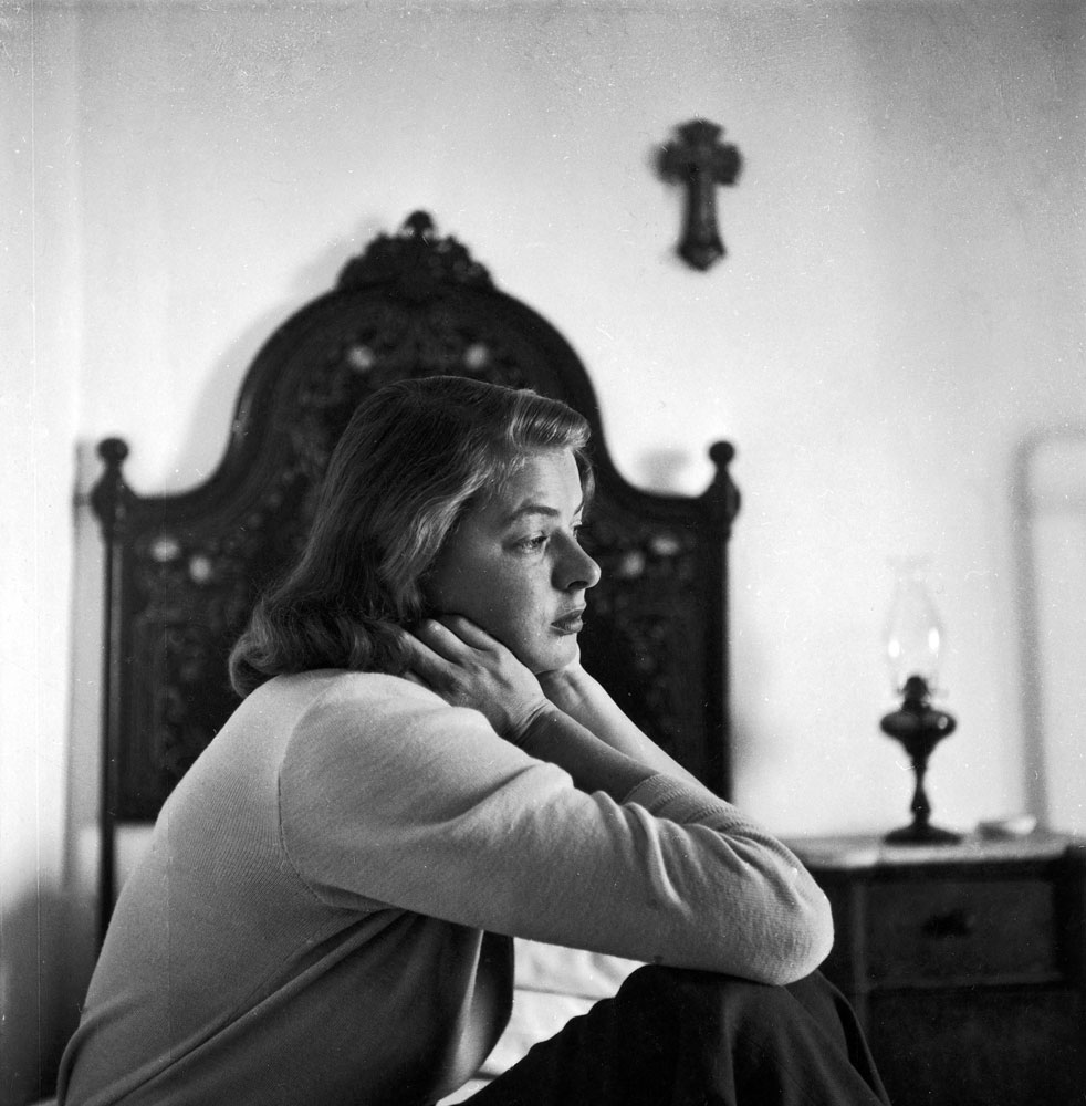 Ingrid Bergman during filming of the movie, Stromboli, on the Italian island of Stromboli, 1949.